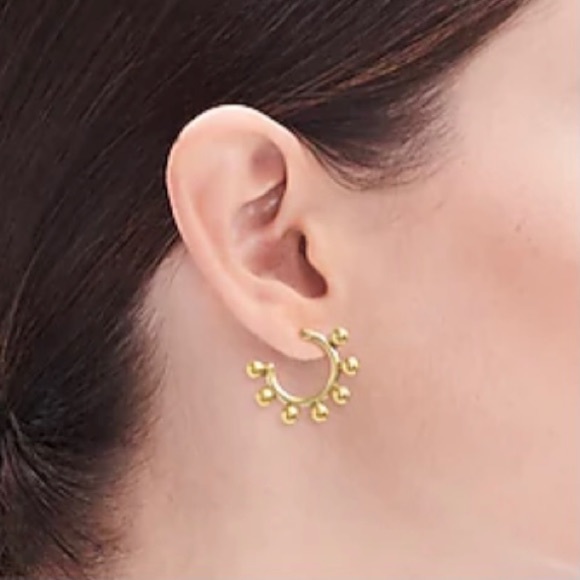 J. Crew Earrings 23mm Beaded Mini Hoop - Picture 2 of 7